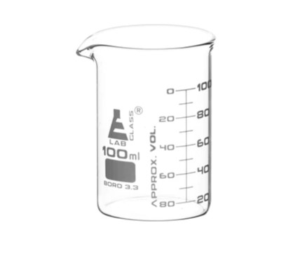 Стаканы - Стеклянные - ASTM, низкие, с носиком из боросиликатного стекла, градуированные, 100 мл