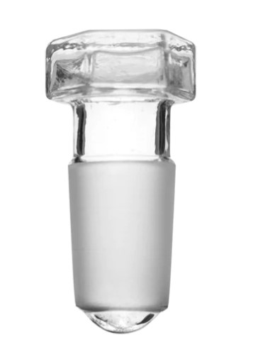 Пробка-шестигранная, боросиликатное стекло, пустотелая, конус под пробку - 19/26 / Stopper-Hexagonal, borosilicate glass, Hollow, Cone 19/26