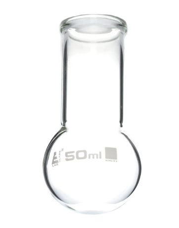 Колба для варки, 50 мл, круглое дно, широкое горло, боросиликатное стекло / Flask Boiling 50 ml, round bottom, wide neck, borosilicate glass