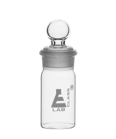 Бюкса - высокая, из боросиликатного стекла, со сменной притертой пробкой, 25 мл, OD 30 мм, высота 60 мм / Weighing bottle-Tall form, borosilicate glass with interchangeable ground stopper, cap. 25 ml, OD 30 mm, height 60 mm