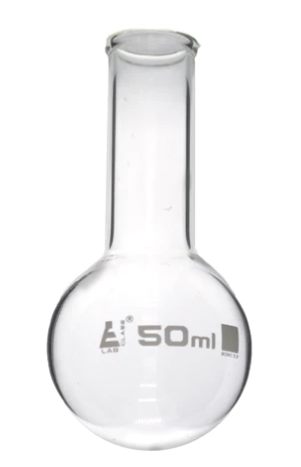 Колба для варки, 50 мл, круглое дно, узкое горло, боросиликатное стекло / Flask Boiling 50 ml, round bottom, narrow neck, borosilicate glass