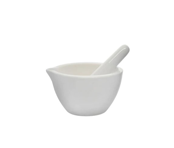 Ступка и пестик, из фарфора, внеш.диам.80 мм, 60 мл / Mortar & Pestle, Porcelain, outer dia 80 mm, cap. 60 ml