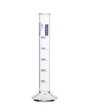 Цилиндр мерный градуированный, кап. 50мл., Класс 'A', круглая основа с носиком, боросиликатное стекло, синяя градация