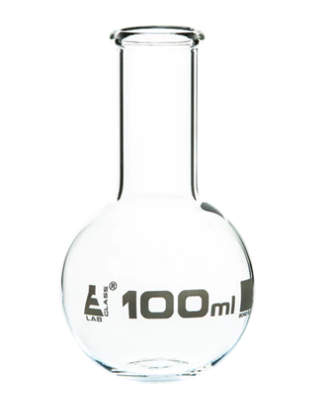 Колба для варки, плоское дно, узкое горло, с ободком, 100 мл, боросиликатное стекло / Flask Boiling - Florence, flat bottom, narrow neck with rim 100 ml, borosilicate glass