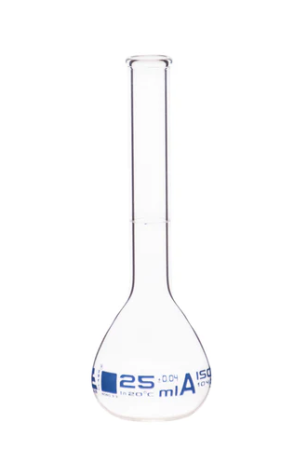 Мерная колба класса «А», 25 мл, боросиликатное стекло, с ободком, без пробки / Flask Volumetric class 'A', cap. 25 ml, borosilicate glass with rim without stopper