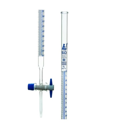 Бюретки – с полоской Шелбаха, из стекла, с краном PTFE, 10 мл. / Burettes - Schellbach, Glass with PTFE Key Stopcock 10 ml