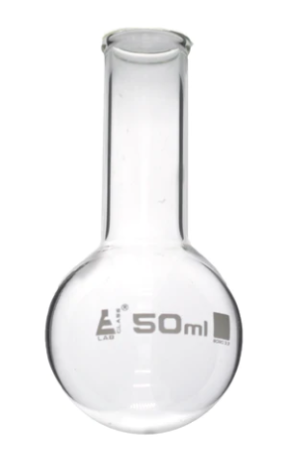 Колба для варки, 50 мл, круглое дно, узкое горло, боросиликатное стекло / Flask Boiling 50 ml, round bottom, narrow neck, borosilicate glass