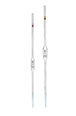 Пипетка класса «A», 50 мл, боросиликатное стекло, грушевидная форма с синей маркировкой, красная / Pipette class 'A' 50 ml, Borosilicate glass, Blue Printing bulb form, Red