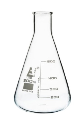 Колбы  - конические (Эрленмейера) с узким горлом, двайная шкала 500 мл. / Flasks - Conical Erlenmeyer with Narrow Neck, Dual Scale 500ml