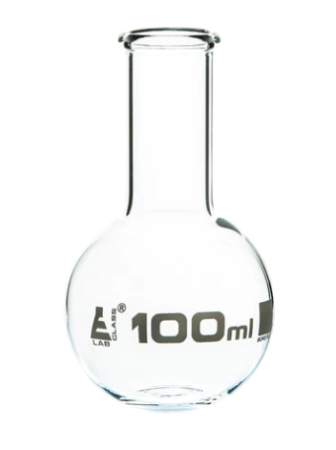 Колба для варки, плоское дно, узкое горло, с ободком, 100 мл, боросиликатное стекло / Flask Boiling - Florence, flat bottom, narrow neck with rim 100 ml, borosilicate glass