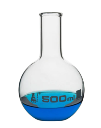 Колба для варки, плоское дно, узкое горло, с ободком, 500 мл, боросиликатное стекло / Flask Boiling - Florence, flat bottom, narrow neck with rim 500 ml, borosilicate glass