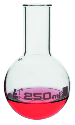 Колба для варки, 250 мл, круглое дно, узкое горло, боросиликатное стекло / Flask Boiling 250 ml, round bottom, narrow neck, borosilicate glass